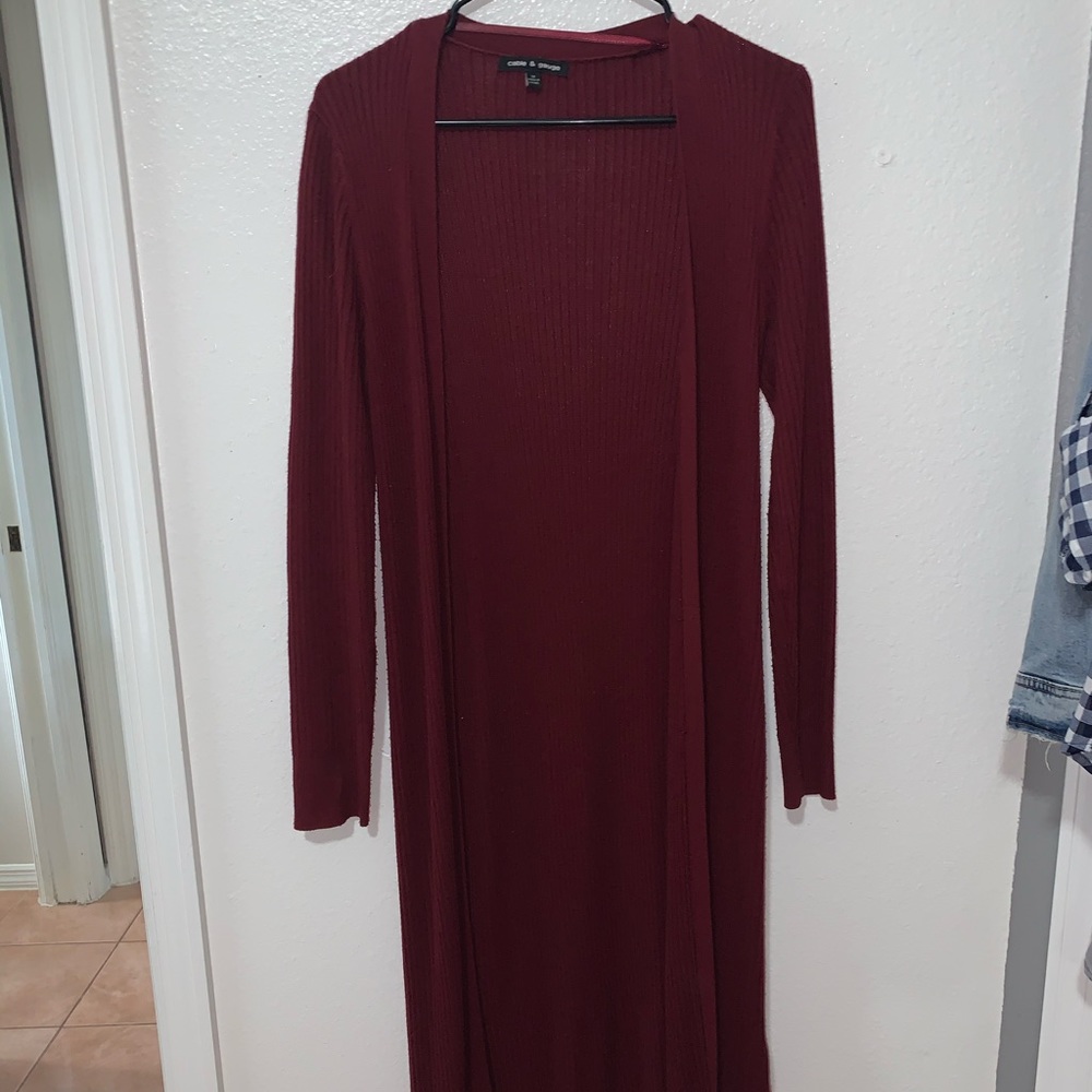 Maroon Long Cardigan